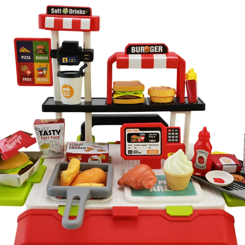 Дитяча іграшкова кухня "Фаст-фуд" Bambi 668-159/160(Red) з аксесуарами - фото 3
