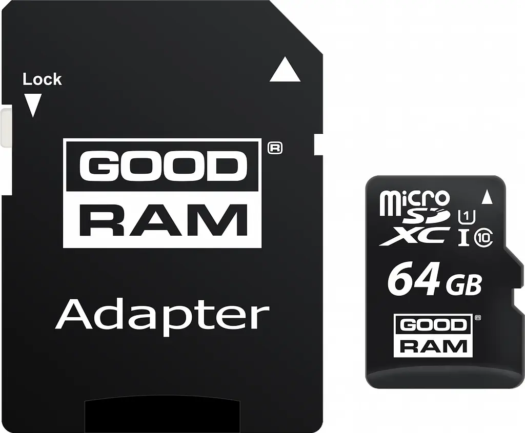 Карта пам'яті GoodRam microSDXC 64GB Class 10 UHS I (M1AA-0640R12) + SD адаптер (6475884)