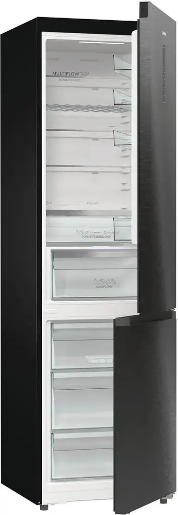 Холодильник Gorenje з нижн. мороз. камерою, 203х66х60см, 2 двері, 257(121)л, А+, Total NF, Зона св-ті, Інвертор, Зовн. Дисп, Wi-Fi, чорний - фото 4