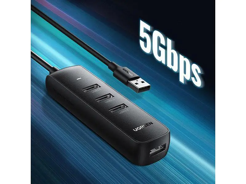 USB-хаб UGREEN CM416 USB 3.0 4-Port Hub 1m Black (80657) - фото 5