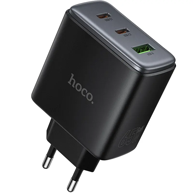 МЗП C160A Upgrade PD65W+QC3.0 (1USB-A/2C) Black Hoco teh0029637