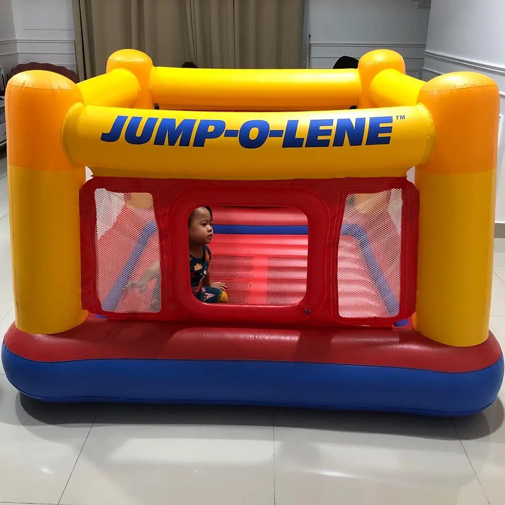 Батут дитячий надувний Intex Jump-O-Lene 174×174×112 см, манеж для стрибків з захисною сіткою, 3–6 років, 54 кг - фото 5