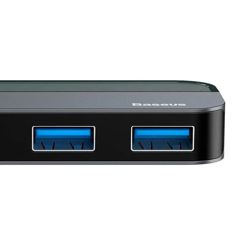 Мультипортовий адаптер USB Хаб Baseus Multi-Functional Transparent Series Type-C CAHUB-TD0G Deep Gray - фото 3