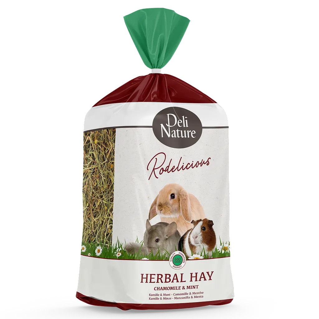 Травʼяне сіно для гризунів Deli Nature Rodelicious Herbal Hay із сушеною ромашкою та мʼятою 600 г