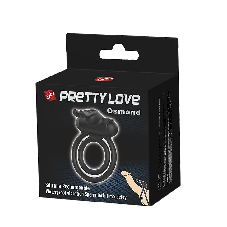 Віброкільце Pretty Love Osmond CockRing Vibro Black, 7х3 см (чорний) - фото 9