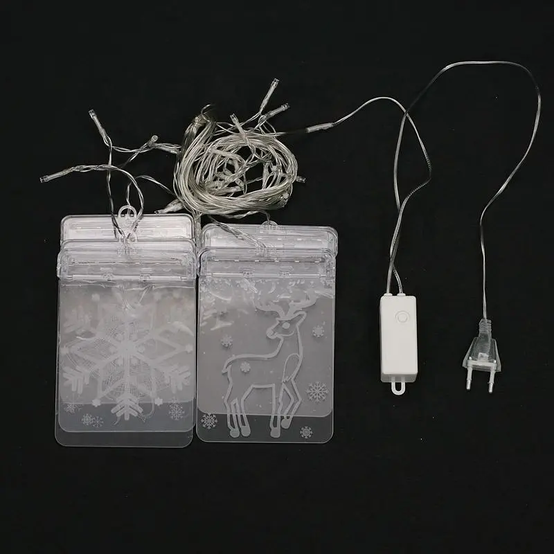 Светодиодная гирлянда Штора Сurtain Tree Santa Snowflake длина 1,5 метра, 8 режимов - фото 2