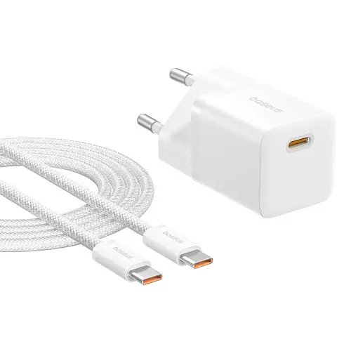 Мережевий зарядний пристрій Baseus GaN5 Fast Charger (mini) 1C 25W EU Cable Type-C to Type-C 1m білий P10110909213-01 - фото 5