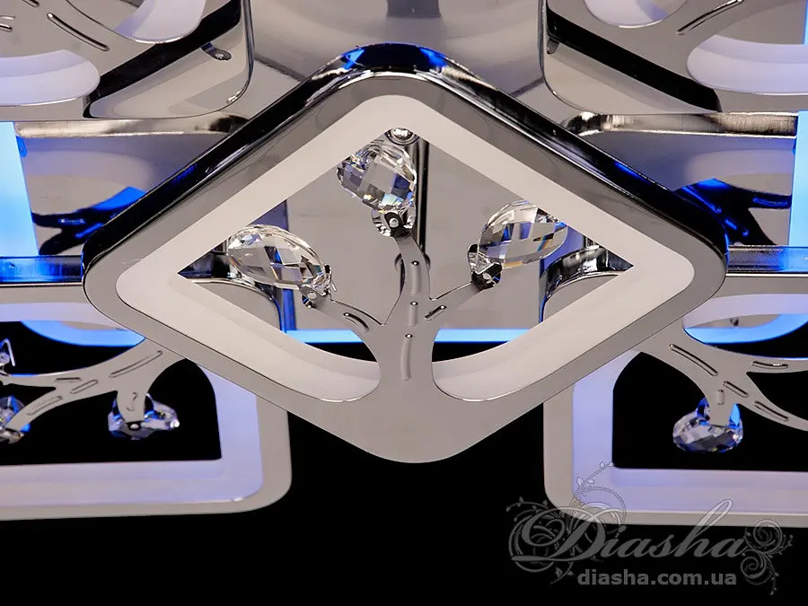 Дизайнерська стельова LED-люстра для вітальні Diasha S8157/4+1HR LED 3color — хром, 90 Вт, 43×43 см - фото 4