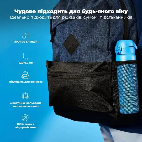 Бутылка для воды ION8 металлическая вакуумная 500 мл Vacuum Insulated Blue (I8TS500BLU) - фото 5