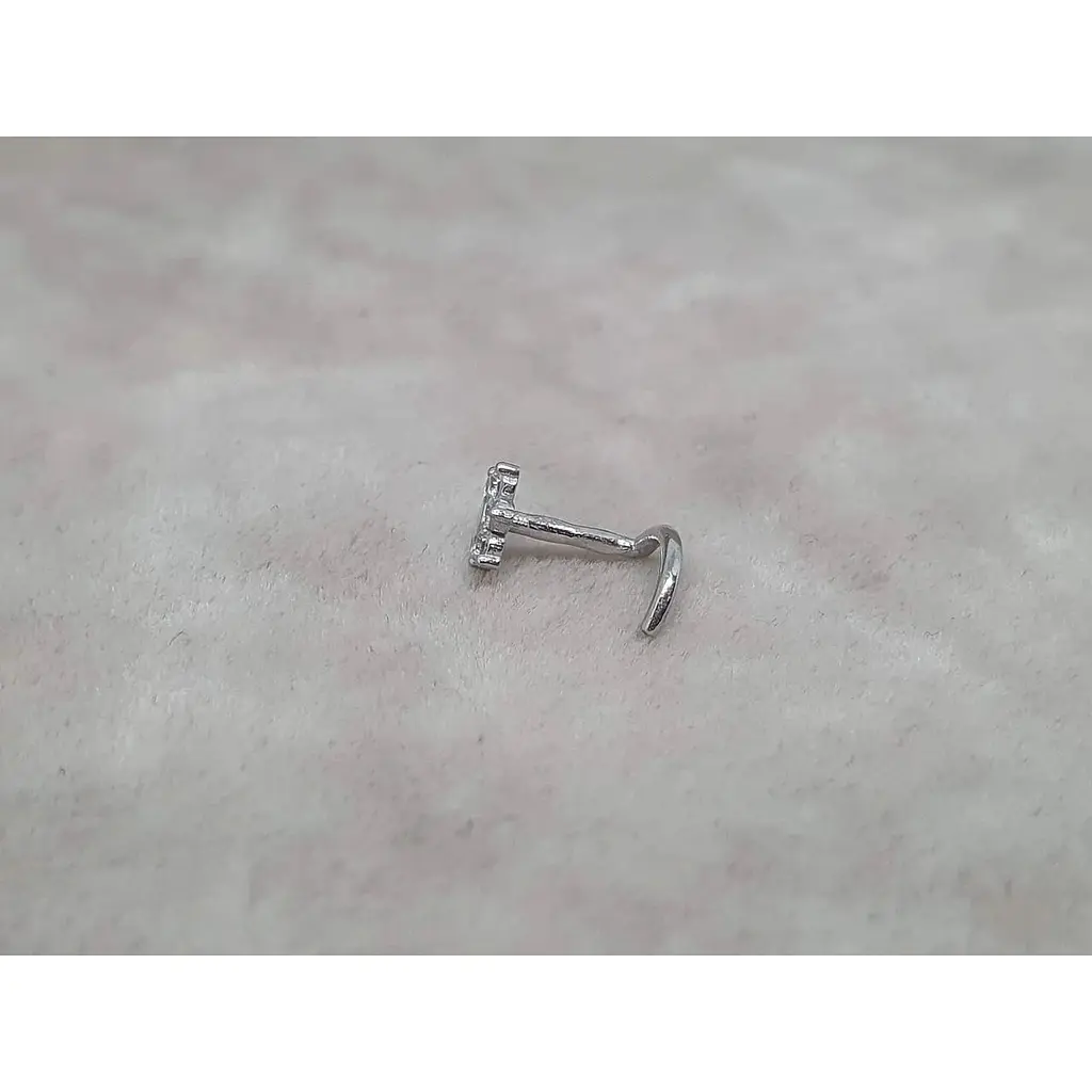 Золота сережка-пірсинг Астор в ніс с фіанітами. Квітка. 2182434Б - фото 3