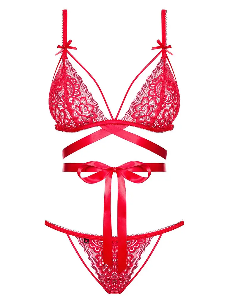 Эротический комплект Obsessive Lovlea L/XL красный - фото 5