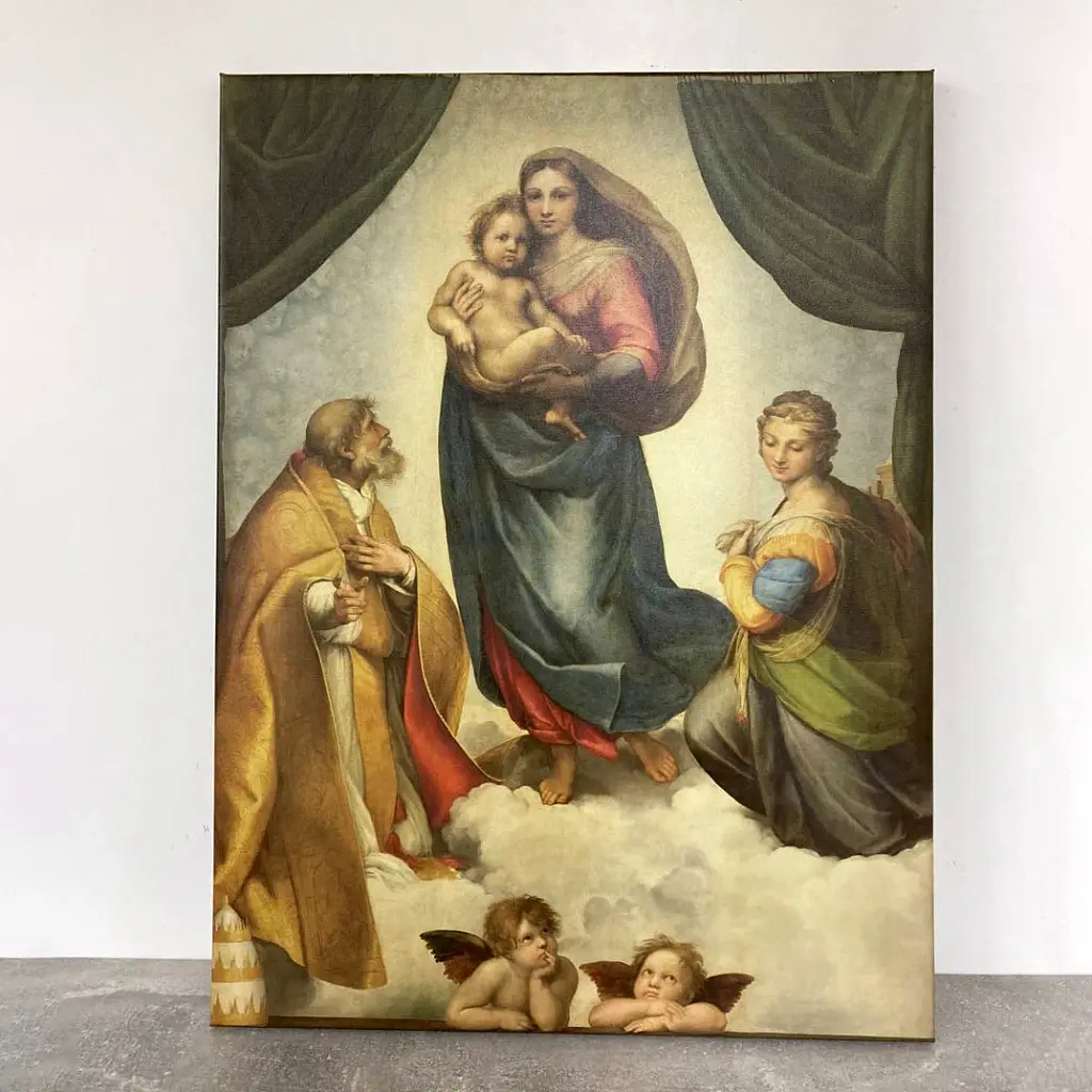 Інтер'єрна картина Сікстинська Мадонна, Рафаель, Raphael, Sistine Madonna, релігійний декор, 80×60 см (id6652) - фото 6