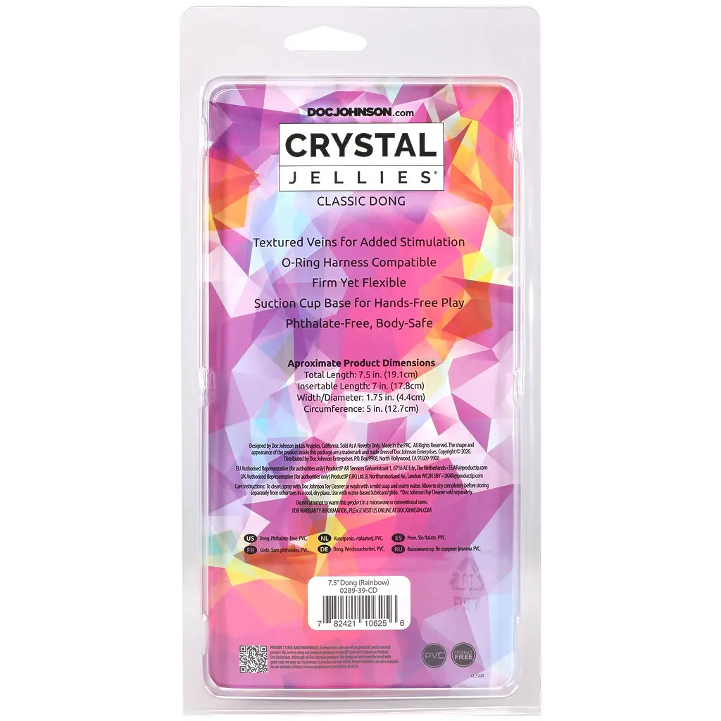 Ділдо Doc Johnson Crystal Jellies 7.5 Inch Rainbow, 19.1 см - фото 6