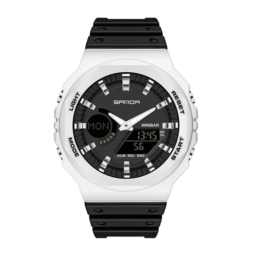 Наручний годинник чоловічий 6016 White-Black Sanda acs0030954