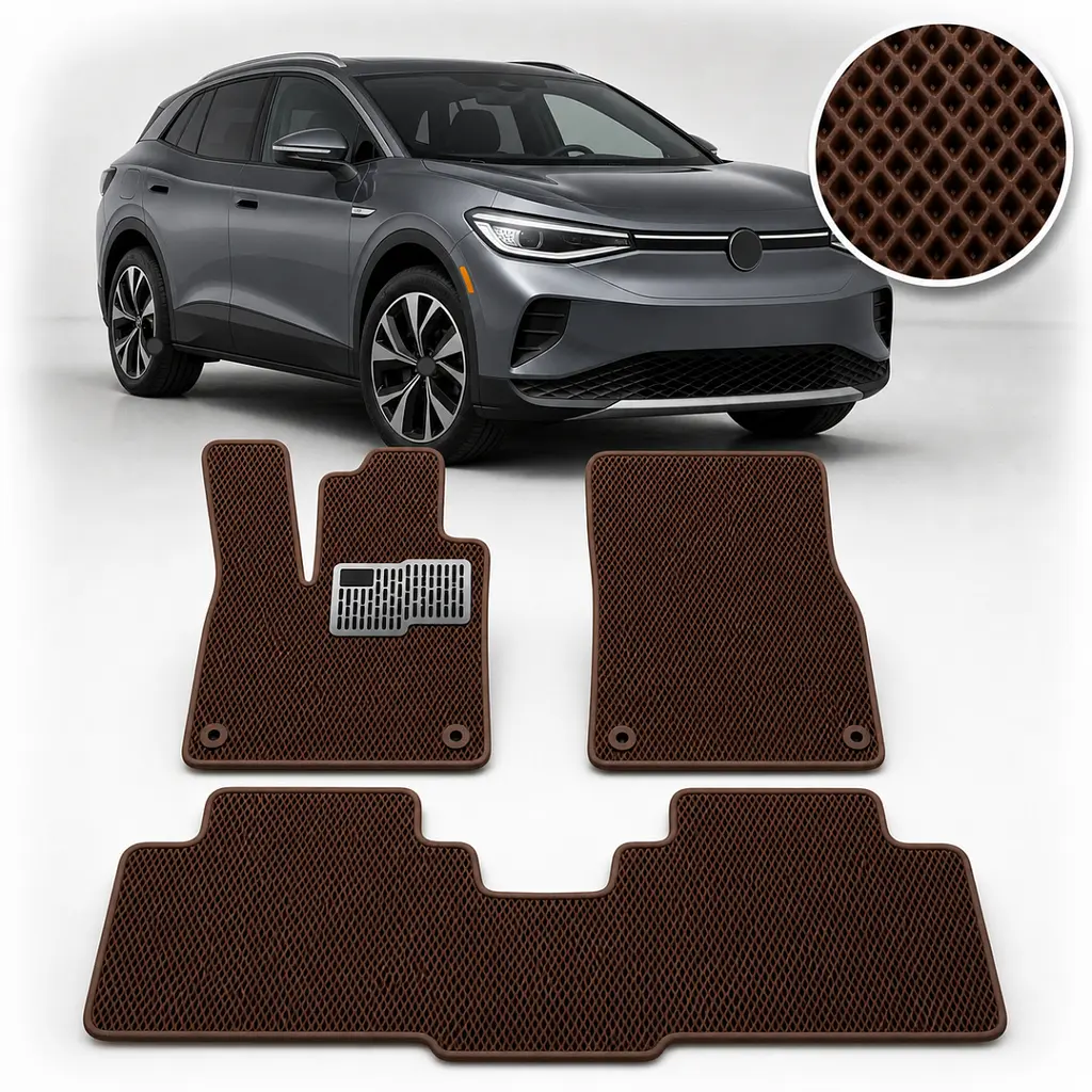 Килимки в салон EVA для Volkswagen ID.4 2020- (Металевий підп'ятник) Коричневі 3 шт