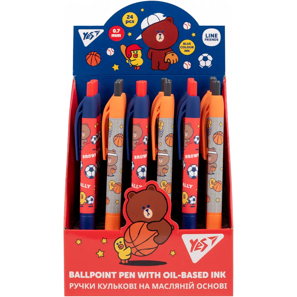 Ручка кулькова автоматична Yes Line Friends. Brown`s Sport Club 0,7 мм синя (412120) - фото 3