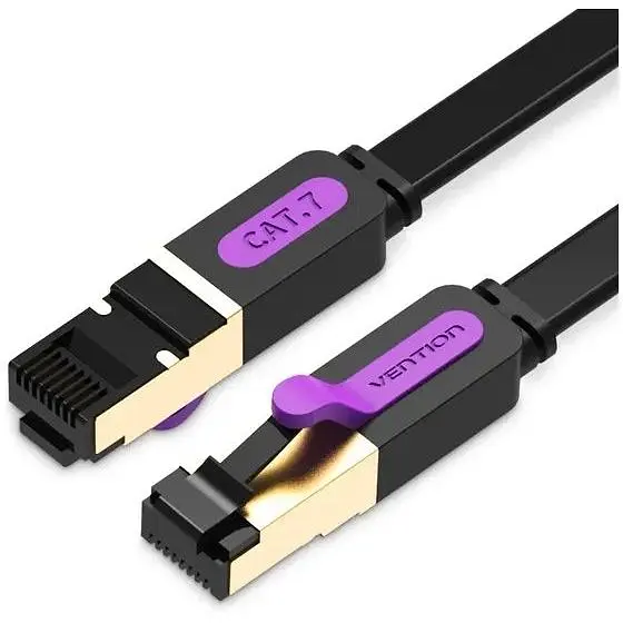 Патч-корд 15м, UTP cat 7 RJ-45 flat black Vention (ICABN)