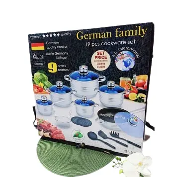 Набір посуду 18 предметів German Family GF-2054 з нержавіючої сталі 9 сріблястий шар дно (GF-2054_2255) - фото 6