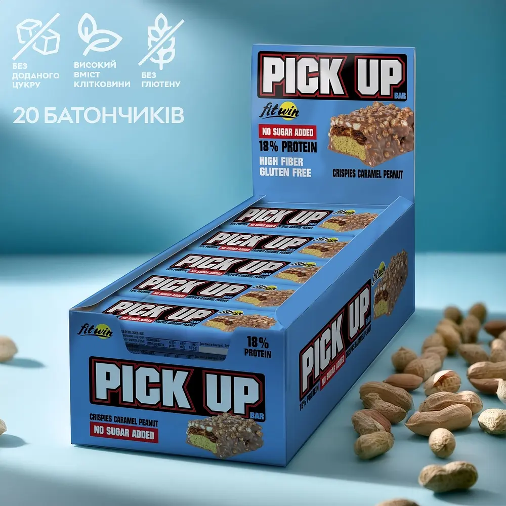 Батончик Pick Up, 20*45 грам - кранчі карамель та арахіс FitWin fit0023431