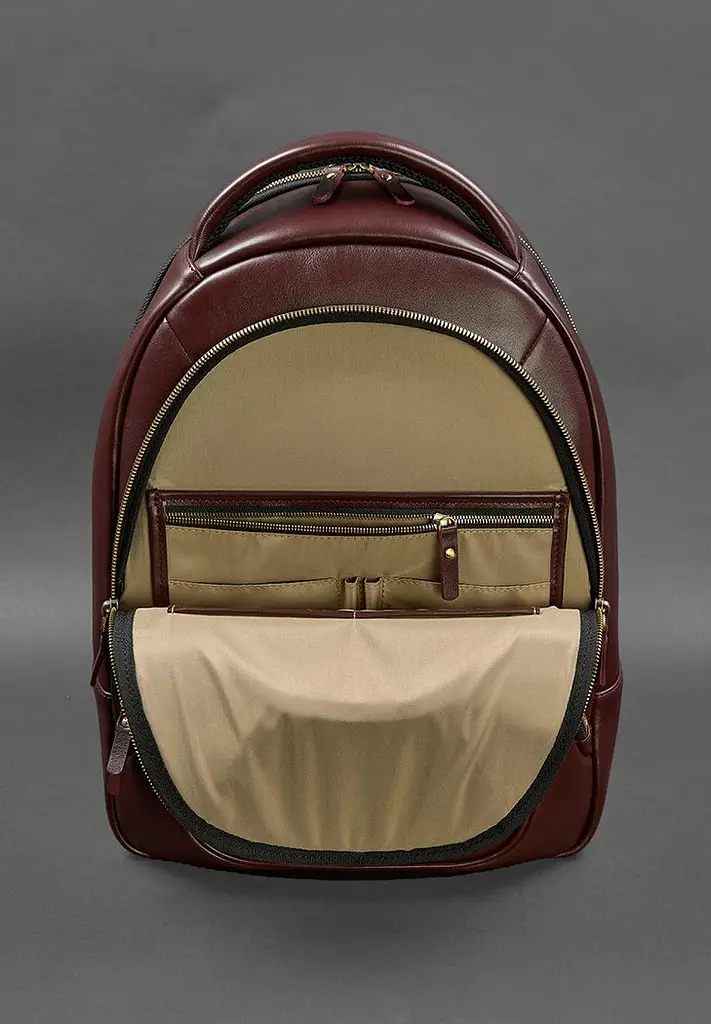 Кожаный рюкзак бордовый краст - фото 4