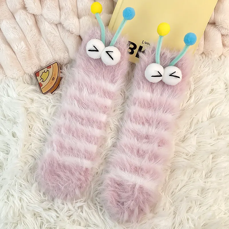 Носки детские в виде розовой полосатой гусеницы One Size 4280