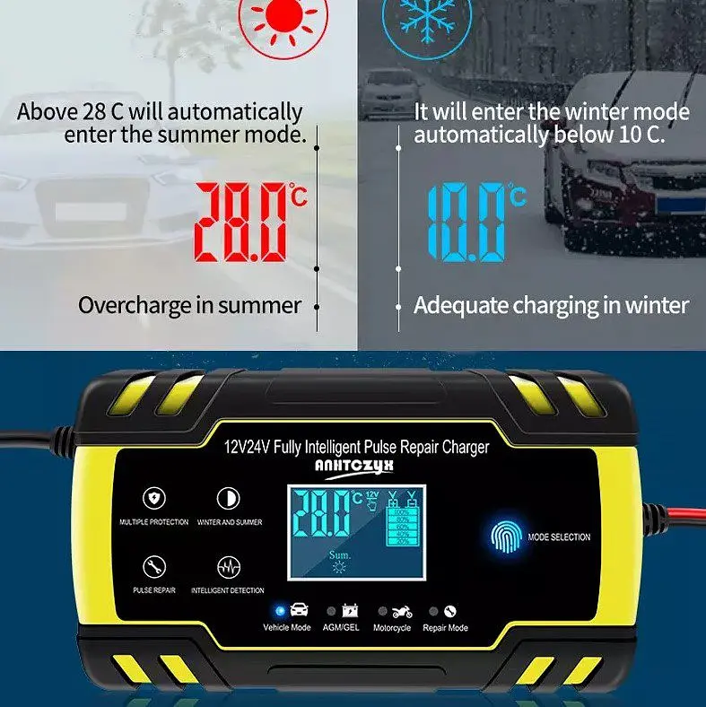 Зарядное устройство импульсное для аккумулятора AGM ANHTCZYX ZYXJ30 12V/24V 4-8Ah (MF, WET, AGM, GEL) - фото 5