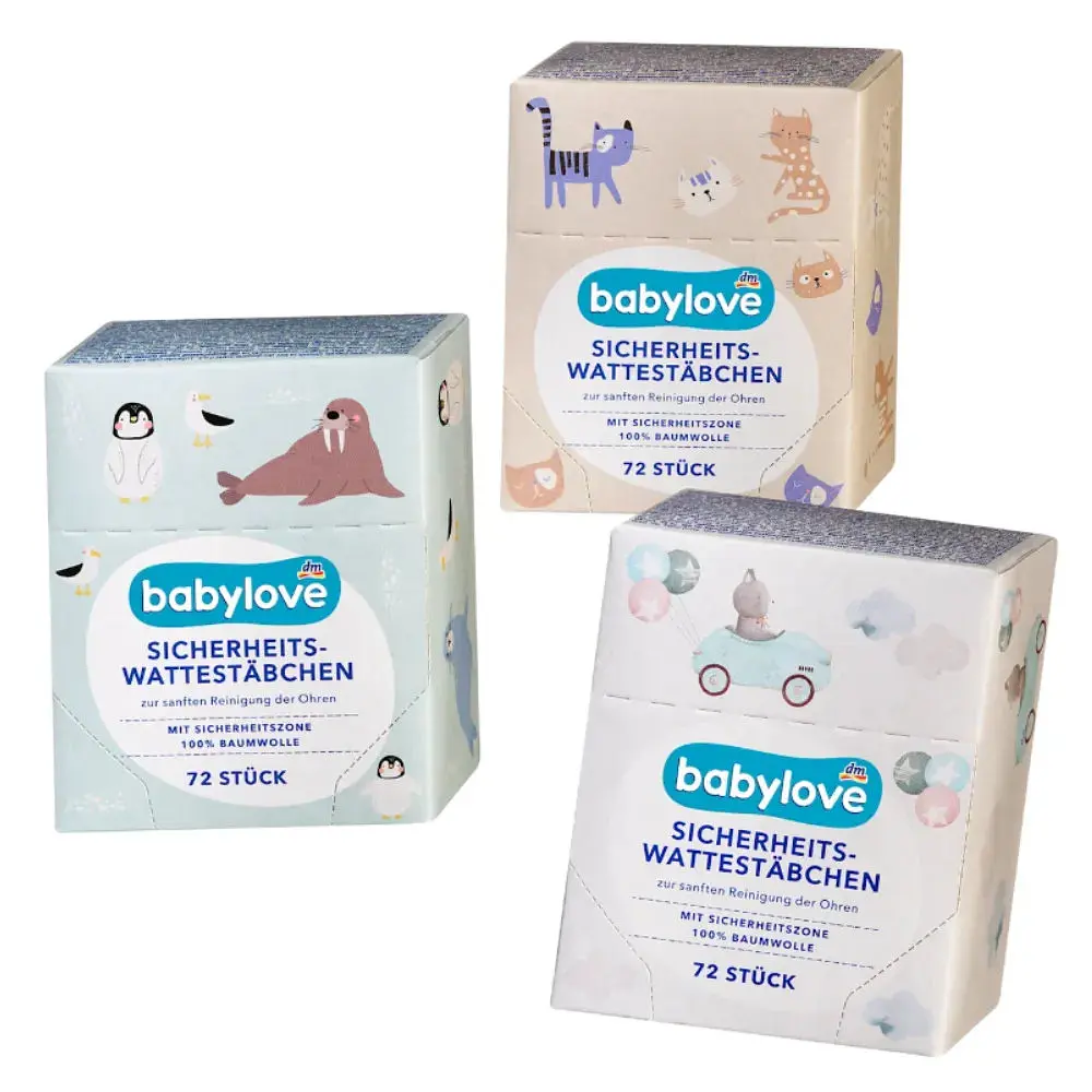 Дитячі вушні палички Babylove з обмежувачем безпеки, 72 шт
