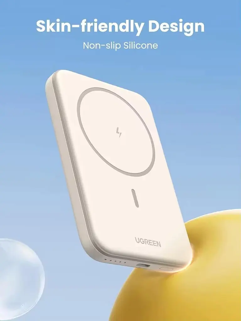 Магнітний Magsafe Павербанк Ugreen PB560 5000 mAh 15 Вт з бездротовою магнітною зарядкою для iPhone бежевий - фото 2