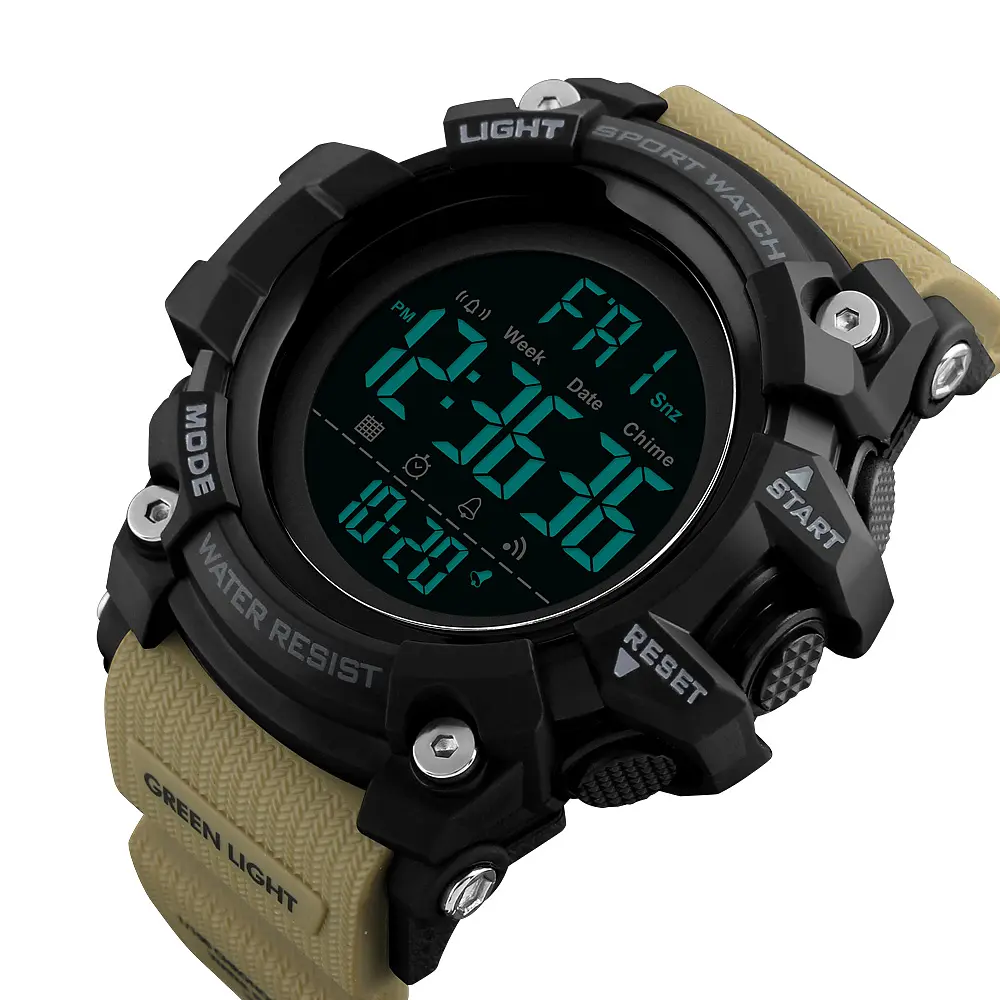 Чоловічий наручний годинник 1384 Black-Khaki Wrisband Skmei acs0030783 - фото 2