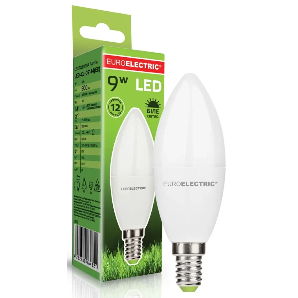 Лампочка EUROELECTRIC LED CL 9W 900Lm E14 4000K (LED-CL-09144(EE)) - фото 2