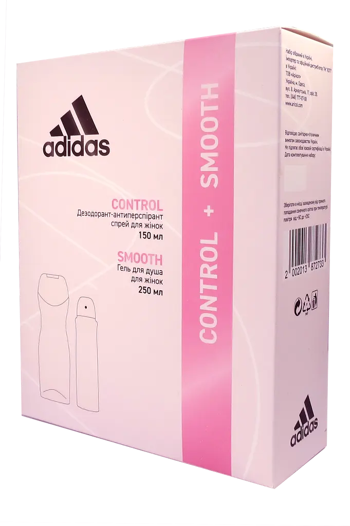 Набір для жінок Adidas 2020 Дезодорант-антиперспірант Control, 150 мл + Гель для душа Boost-Smooth, 250 мл - фото 2