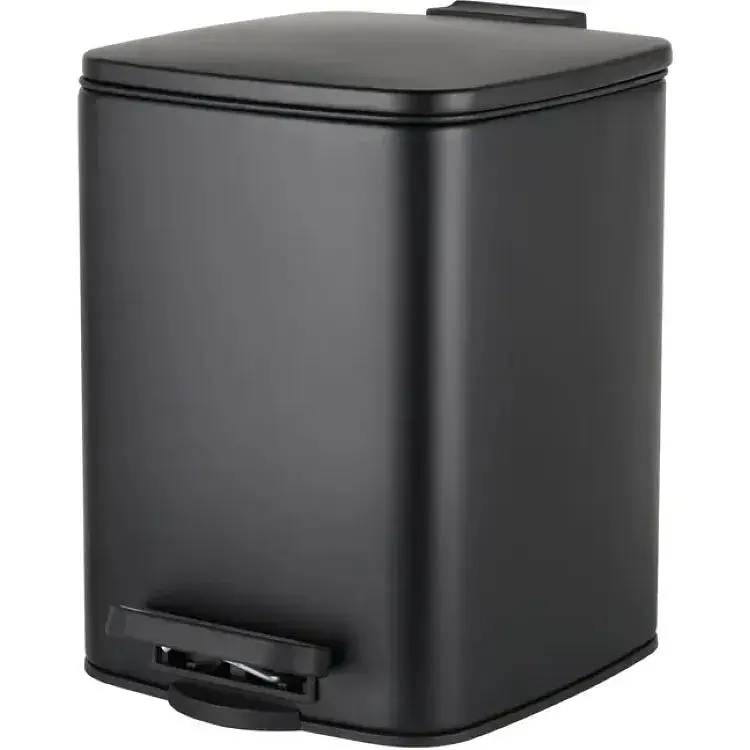 Відро для сміття з плавним закриттям квадратне Zerix Kubix-TC0106 Black 6 л Black ZX5890, Чорний матовий