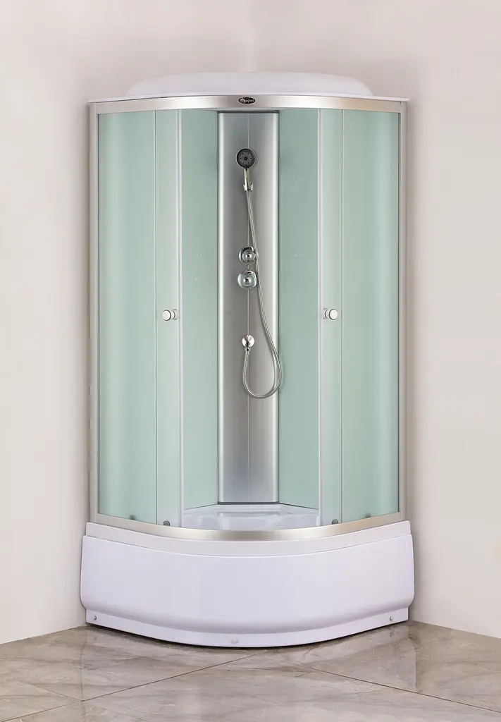 Душовий бокс без гідромасажу Mixxus Strong SB01-90x90x215-FB Satin з високим піддоном MI6884, Хром матовый, матовий, хром матовий - фото 3