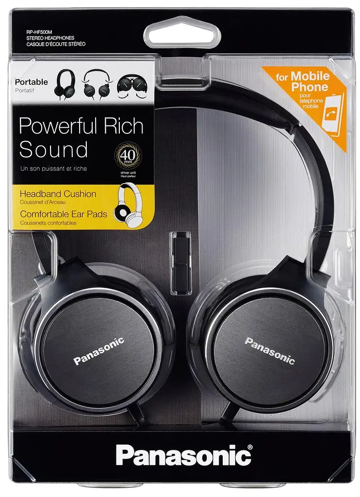 Проводные накладные наушники Panasonic RP-HF500MGCK Черный - фото 5