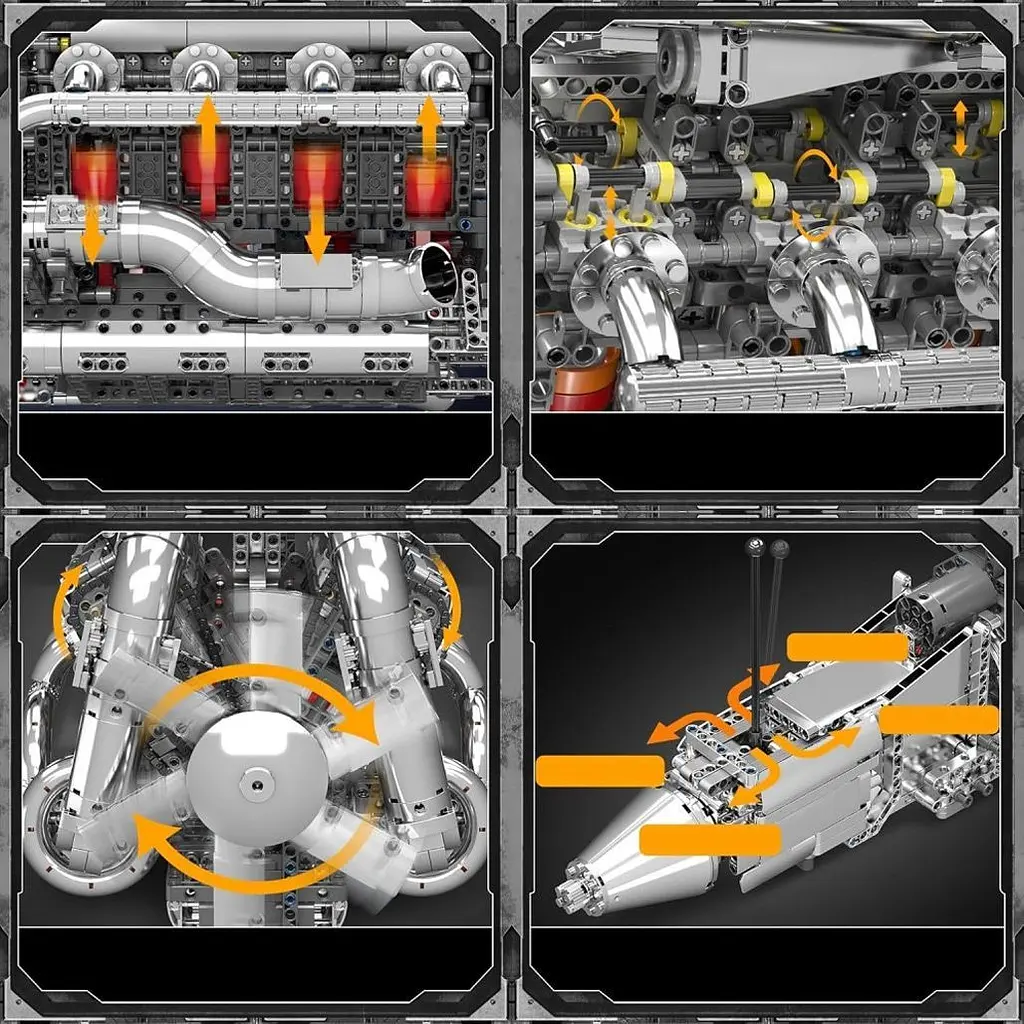 Конструктор Mould King Mking Двигатель и коробка передач BGT Supercar W16 (10201) [161094] - фото 6