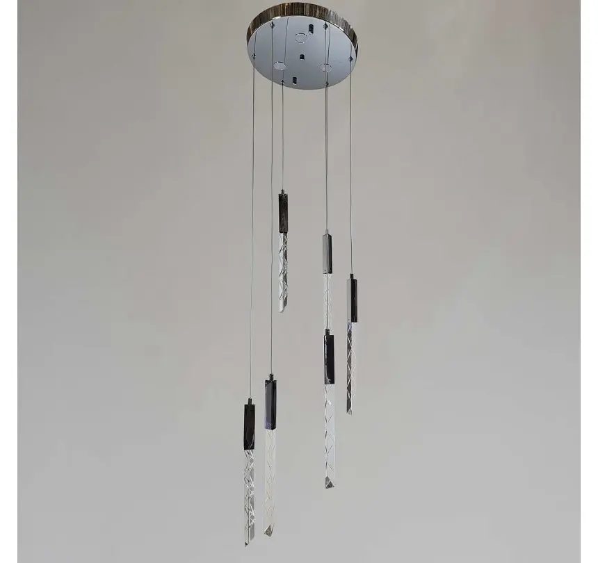 Срібляста каскадна LED люстра на 6 скляних підвісів Artlight 2350/6SL - фото 2