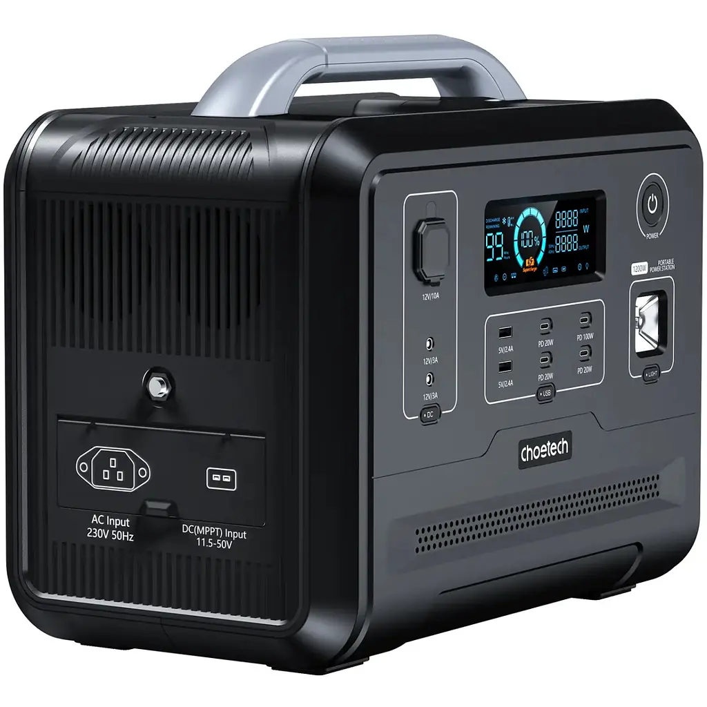 Зарядна станція Choetech BS005 1200Вт (960Вт/г) AC,LiFePo4 LiFePo4,MPPT, UPS, USB-C PD100 Вт - фото 2