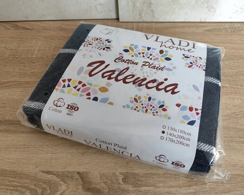 Плед-покривало бавовняне Vladi Валенсія HARRY біло-димчасто-світло-синій 140х200 - фото 8
