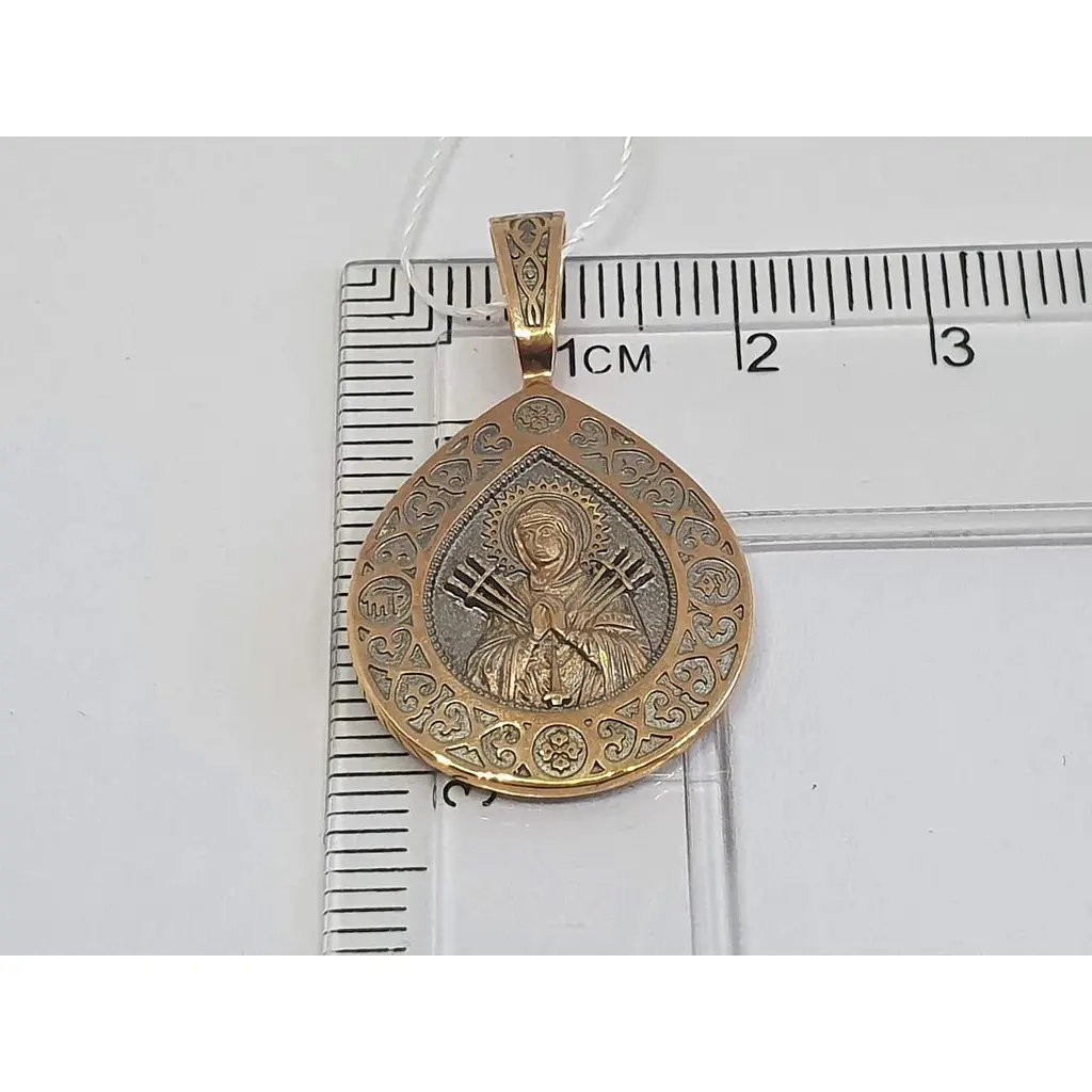 Золота підвіска-ікона Золотий Вік Богородиці "Пом'якшення злих сердець". 31400-2 / 01/1 - фото 4