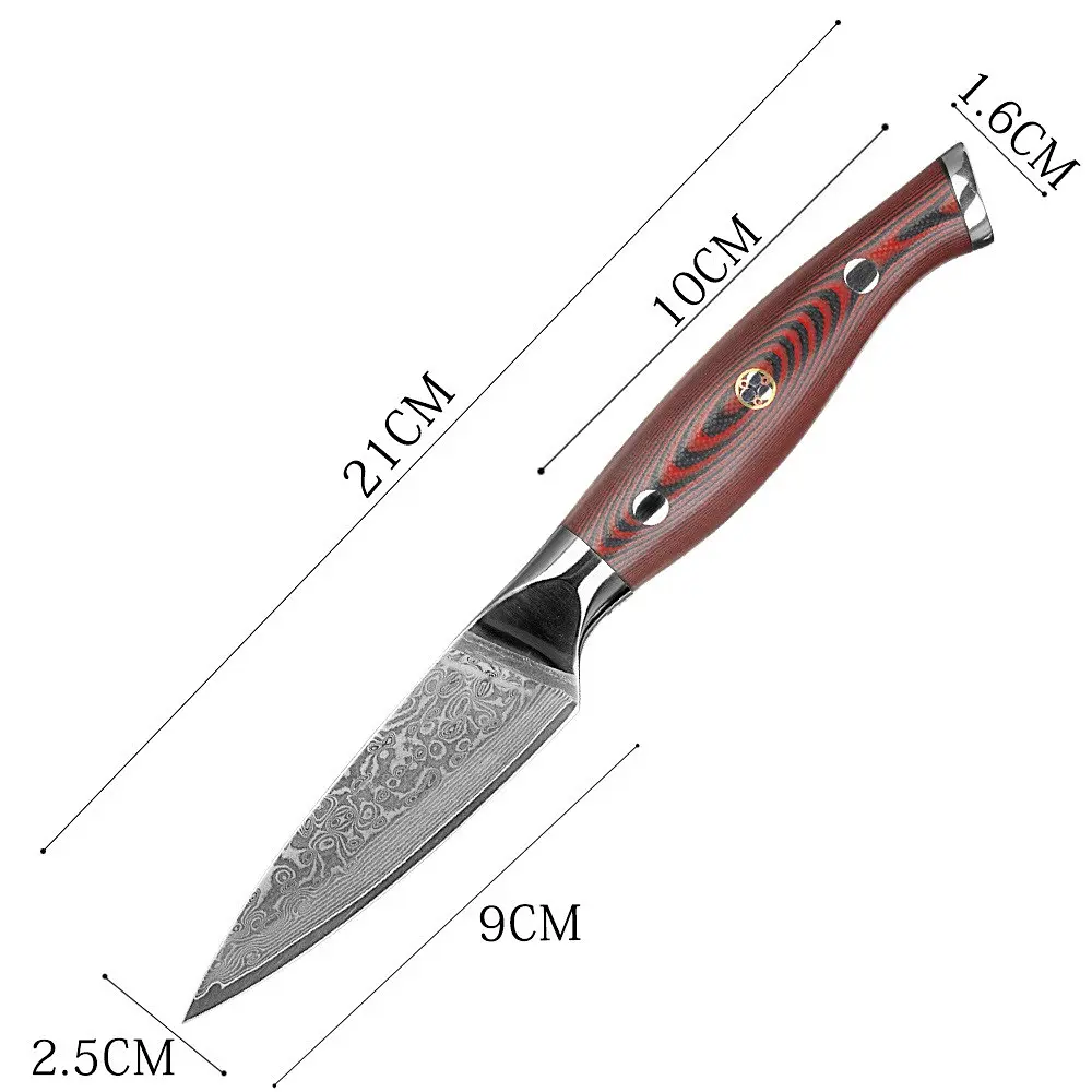 Ніж для чищення овочів Damascus DK-FK 1008 VG-10 9 см Дамаська сталь 67 шарів - фото 2