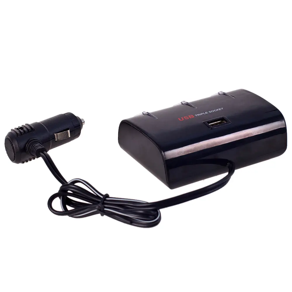 Автомобільний розгалужувач прикурювача VOIN 3 виходу 1 USB 1000mA 12/24V (SC-3073) - фото 4