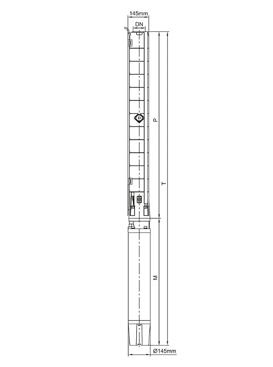 Насос відцентровий свердловинний DONGYIN 6SP30-20 380В 18.5кВт H 228(153)м Q 700(500)л/хв Ø145мм +пульт (з 3х частин) (7777323) - фото 6