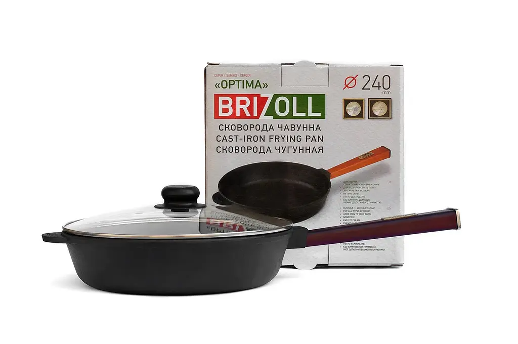 Сковорода чавунна Brizoll Optima Lids O2460P-C 24 см - фото 4