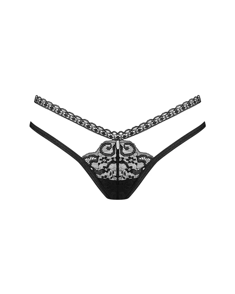 Трусики-стрінги Obsessive Blomentis XL/2XL чорний - фото 3