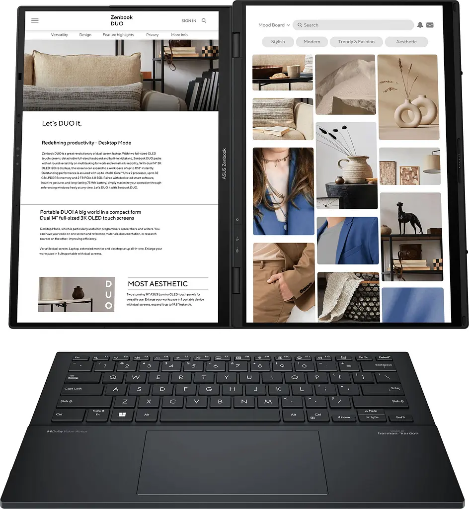 Ноутбук ASUS Zenbook DUO UX8406CA-QL214X 14 FHD OLED, Intel Ultra 7 255H, 32GB, F2TB, UMA, Win11P, Сірий (90NB14X1-M00BR0) - фото 2