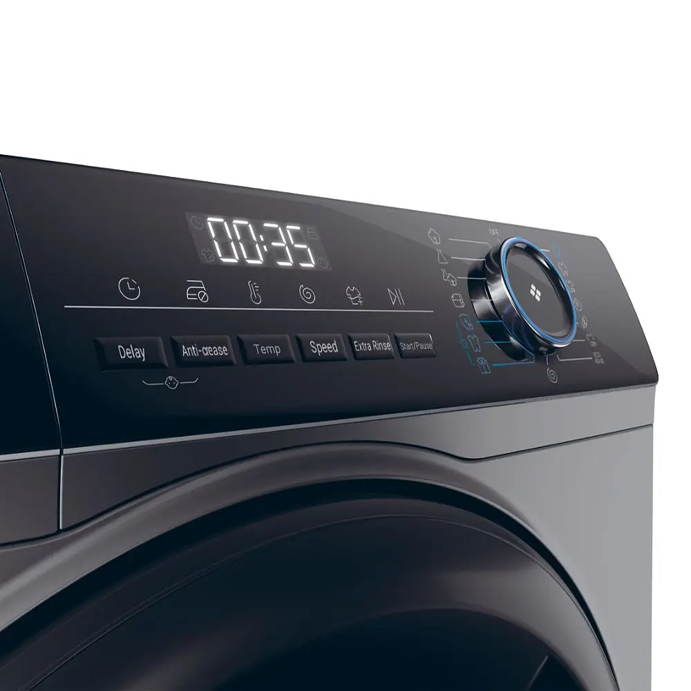 Пральна машина Haier фронтальна, 9кг, 1400, A+++, 60см, дисплей, пара, інвертор, люк чорний, прямий привод, сріблястий (HW90-B14939S8) - фото 9