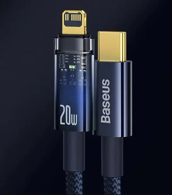 Кабель Baseus Explorer Series Auto Power-Off Cable Type-C to Lightning 20W 1m CATS000003 Blue - фото 4