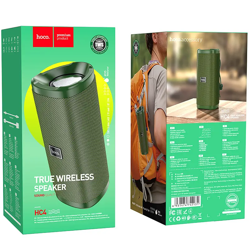 Портативная акустика Hoco HC4 Bella sports True Wireless speaker IPX5 черная - фото 3