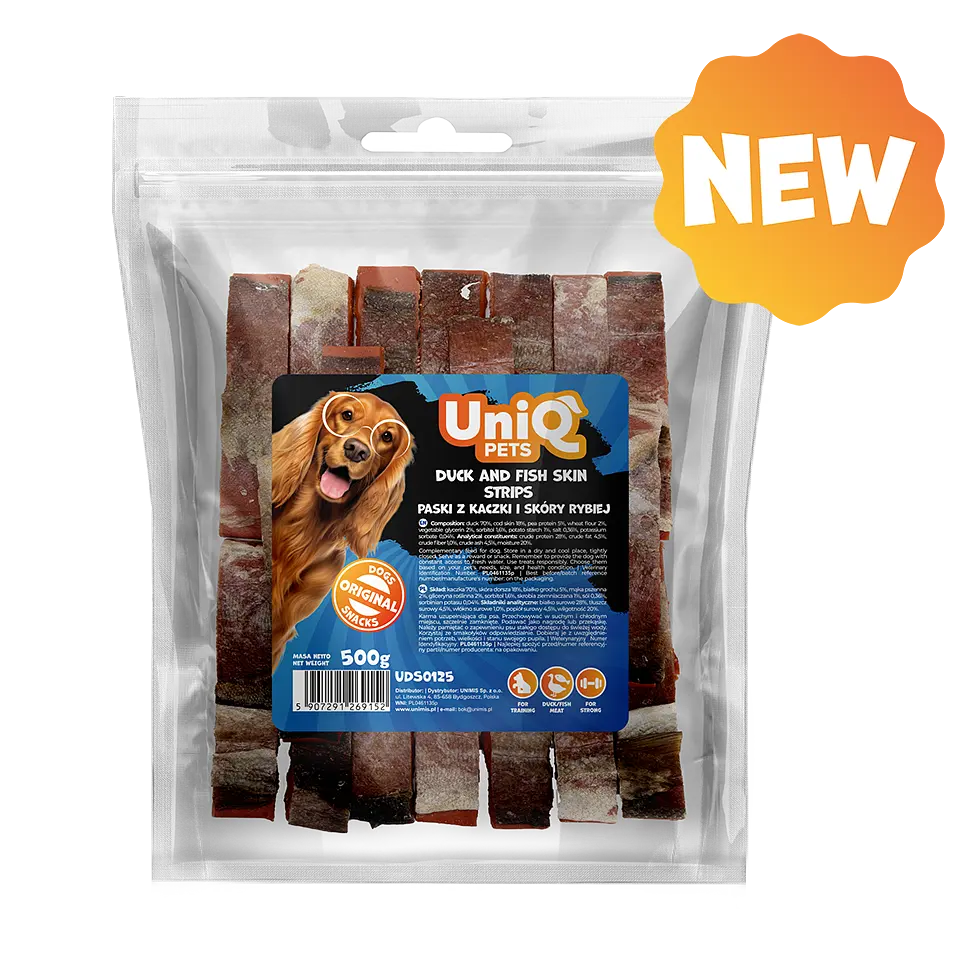 Ласощі для собак UniQ PETS Стріпси з качки та шкіри тріски, 500 г - фото 4