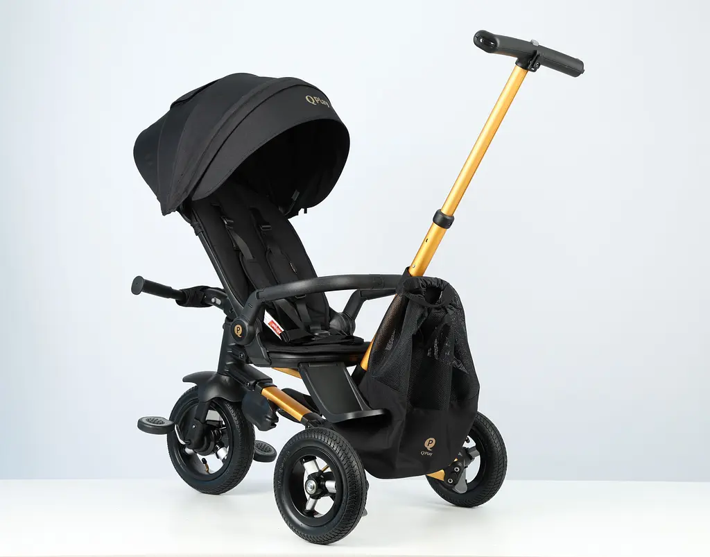Велосипед складаний триколісний дитячий Qplay Nova Pro з надувними колесами Gold Matt - Black (S800NovaProGoldBlack) - фото 3